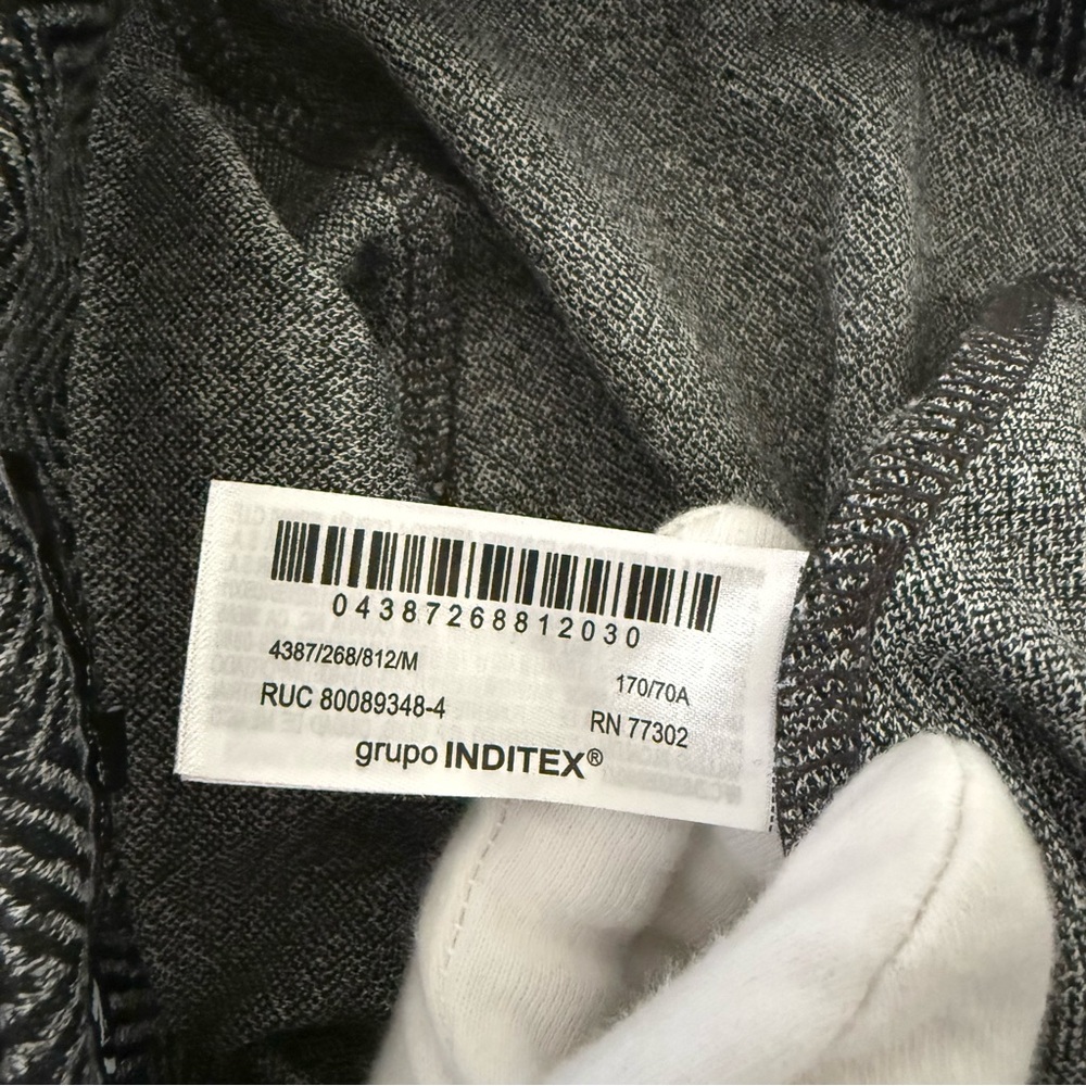 ZARA Stretch Herringbone Flare Trousers Grey Marl Size M NWOT - Picture 7 of 14